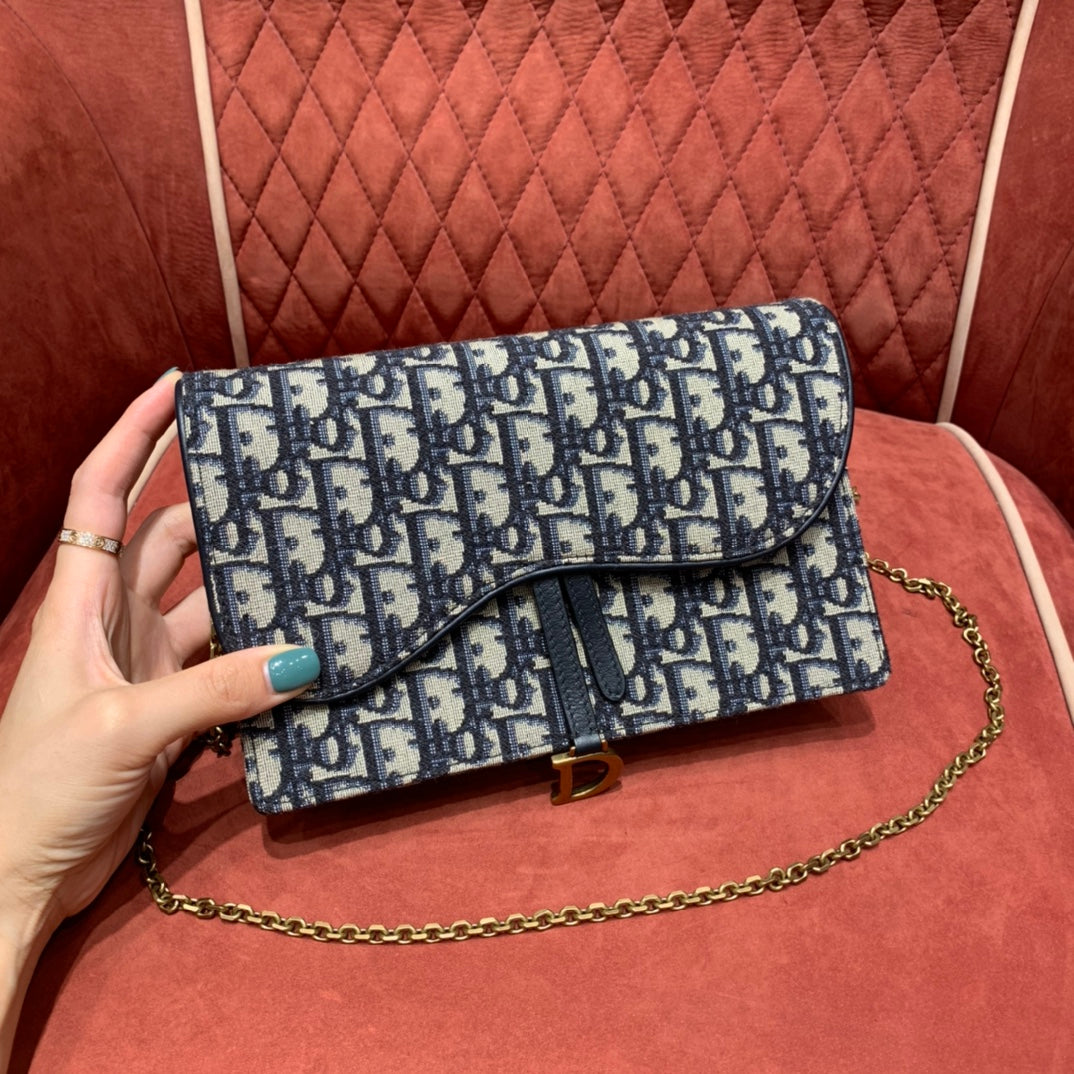 Dior Saddle Pouch Blue Dior Oblique Jacquard — view 6