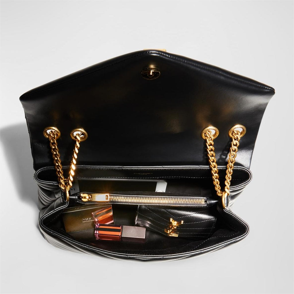Saint Laurent Loulou Medium YSL Chain Shoulder Bag - Black — view 5