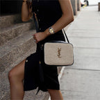 Saint Laurent Lou Medium YSL Monogram Raffia Camera Bag - Straw — view 5