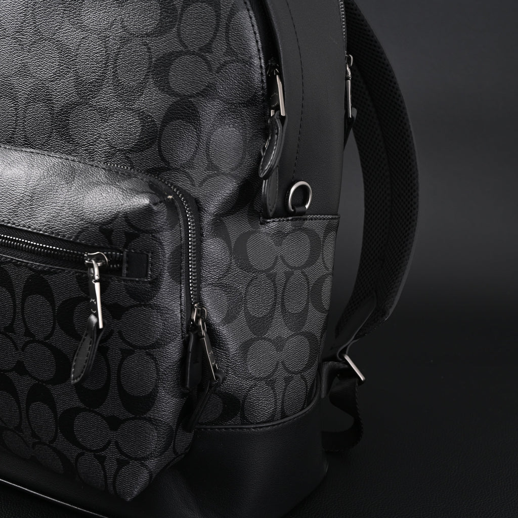 Coach West Backpack – Signature Canvas in Black/Grey - Black/Grey Monogram Pattern — view 9