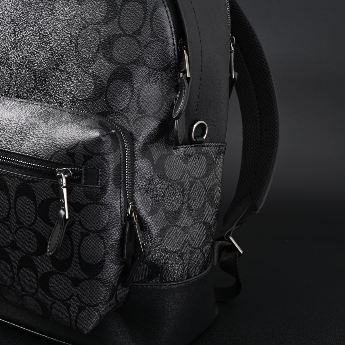 Coach West Backpack – Signature Canvas in Black/Grey - Black/Grey Monogram Pattern — view 9