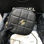 Chanel Runway Black Lambskin Leather Diamond Cut Bag — view 2