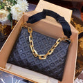 LV Coussin MM Monogram Empreinte Leather Shoulder Crossbody Bag with Black Quilted Exterior and Gold Chain Strap — view 7