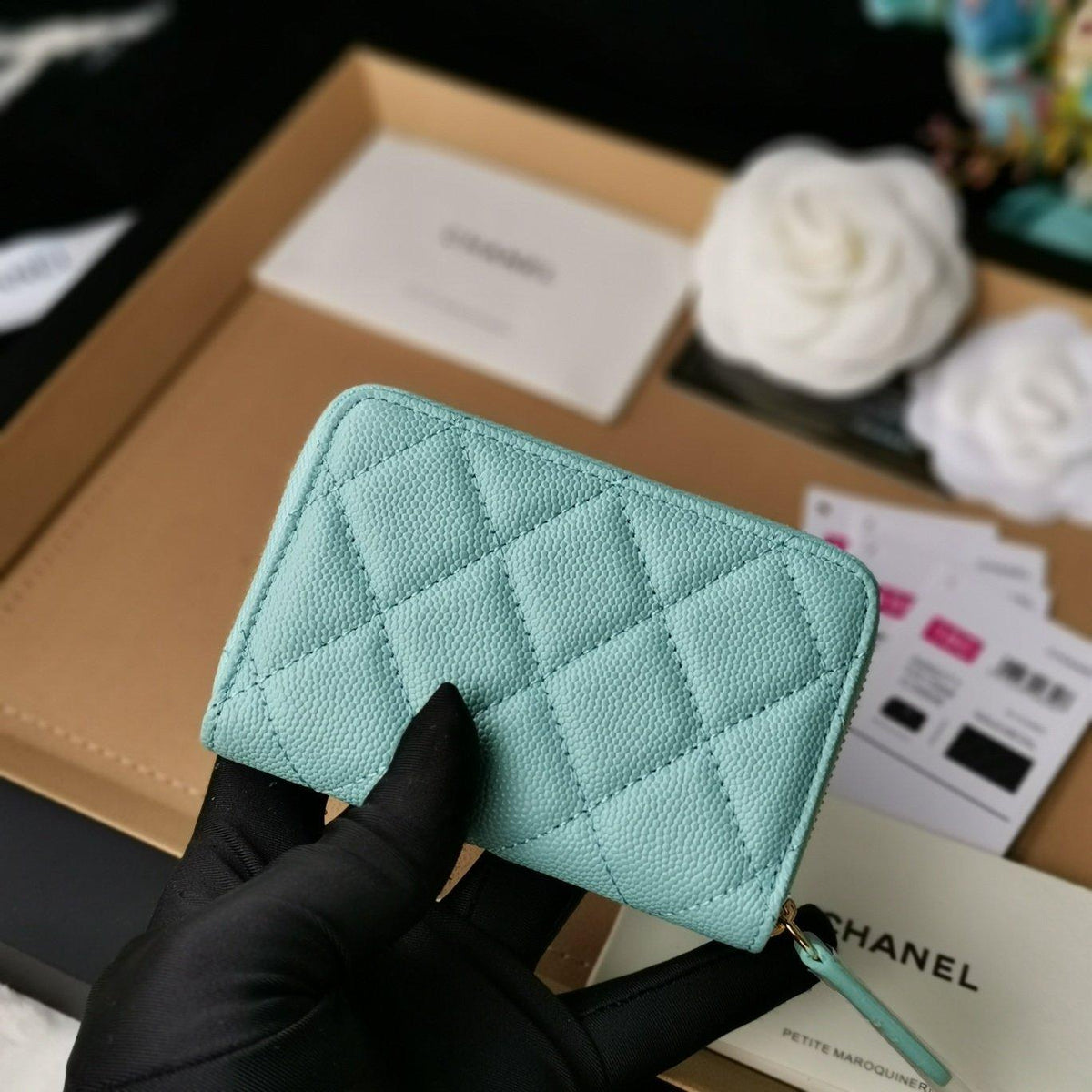 Chanel Zip Coin Wallet Tiffany Blue — view 6