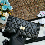 Chanel Boy Long Flap Wallet Lambskin - Black — view 2