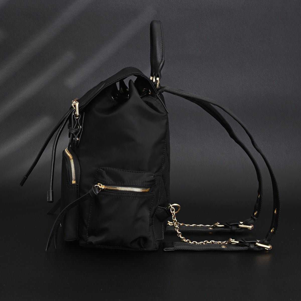 Burberry the Rucksack – Black Nylon & Leather Backpack with Gold-Tone Hardware - Black with Gold Accents — view 6