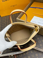 LV Neverfull MM Monogram Canvas Tote Shoulder Bag with Leather Trim and Pouch - Brown — view 9