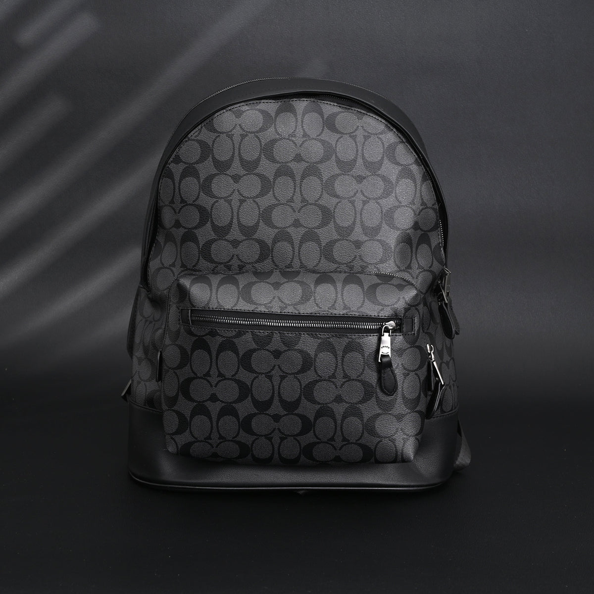 Coach West Backpack – Signature Canvas in Black/Grey - Black/Grey Monogram Pattern — view 1