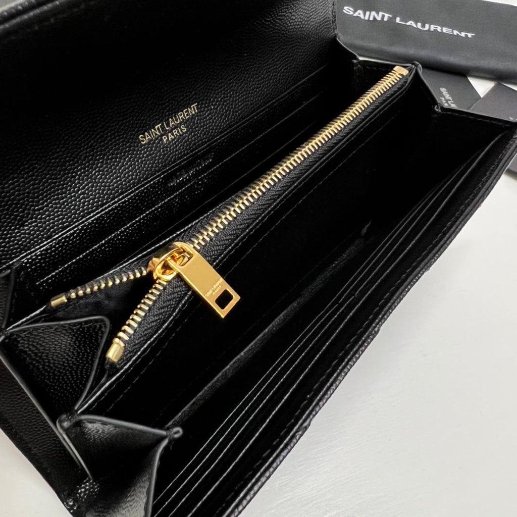 YSL Long Wallet Black Leather Gold Tone 10769 19cm — view 5
