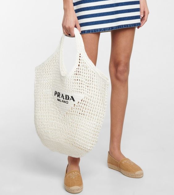 Prada Raffia Tote Bag-White — view 3