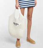 Prada Raffia Tote Bag-White — view 3