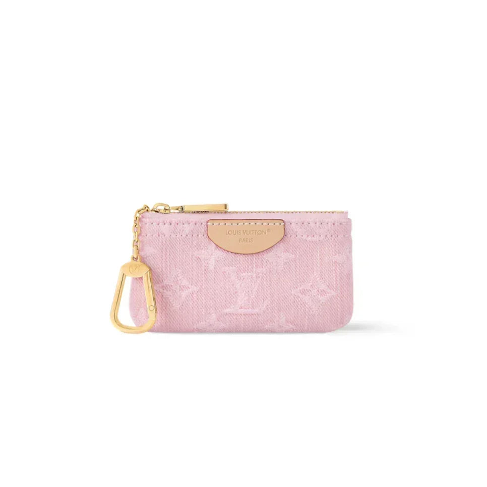 LV Denim Key Pouch - Pink — view 1