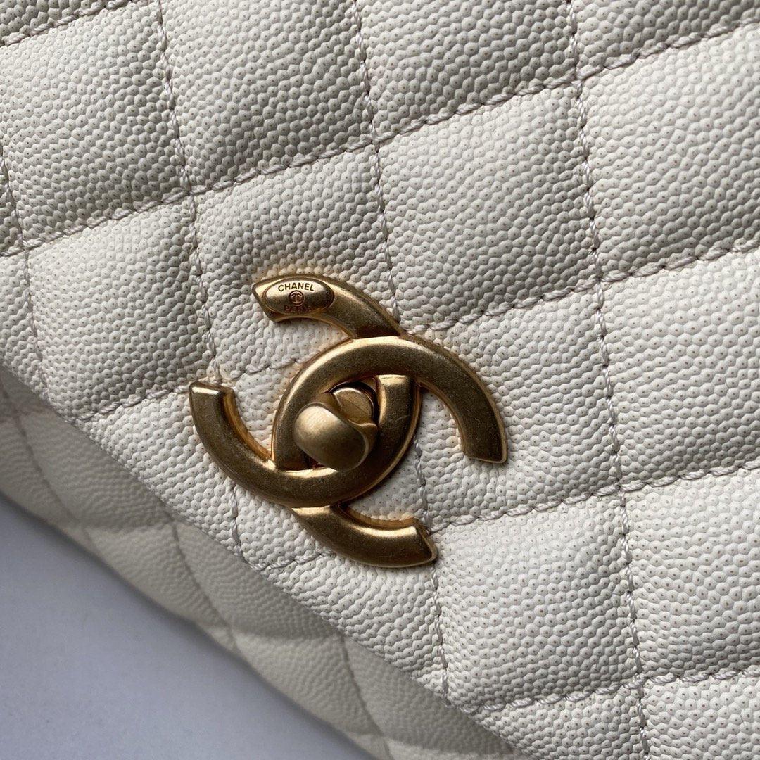 Flap Bag with Top Handle - White — view 9