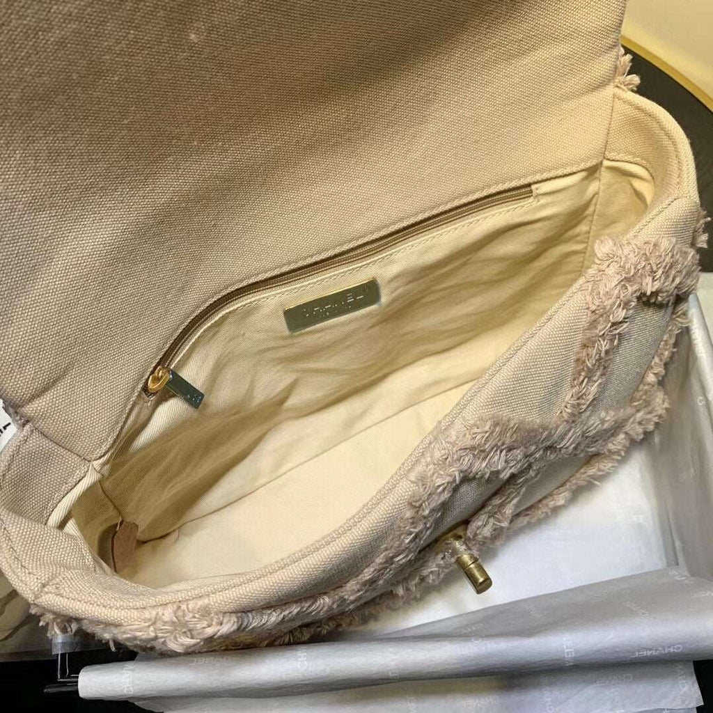 Chanel 19 Medium Denim Flap Bag Beige — view 8