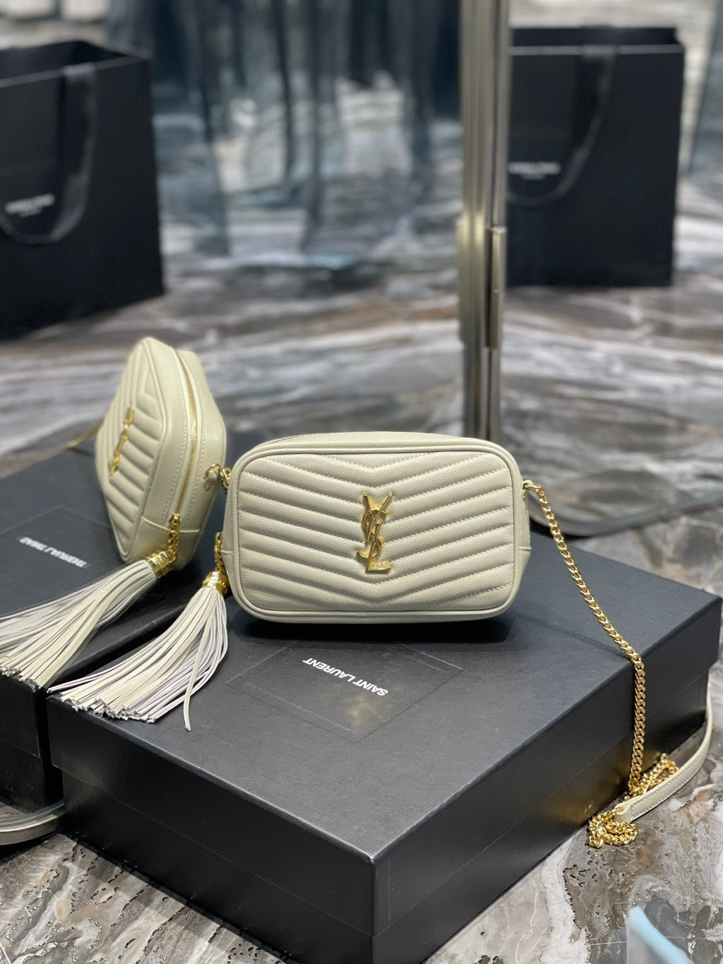 YSL Loulou Mini Camera Bag 18cm White — view 1