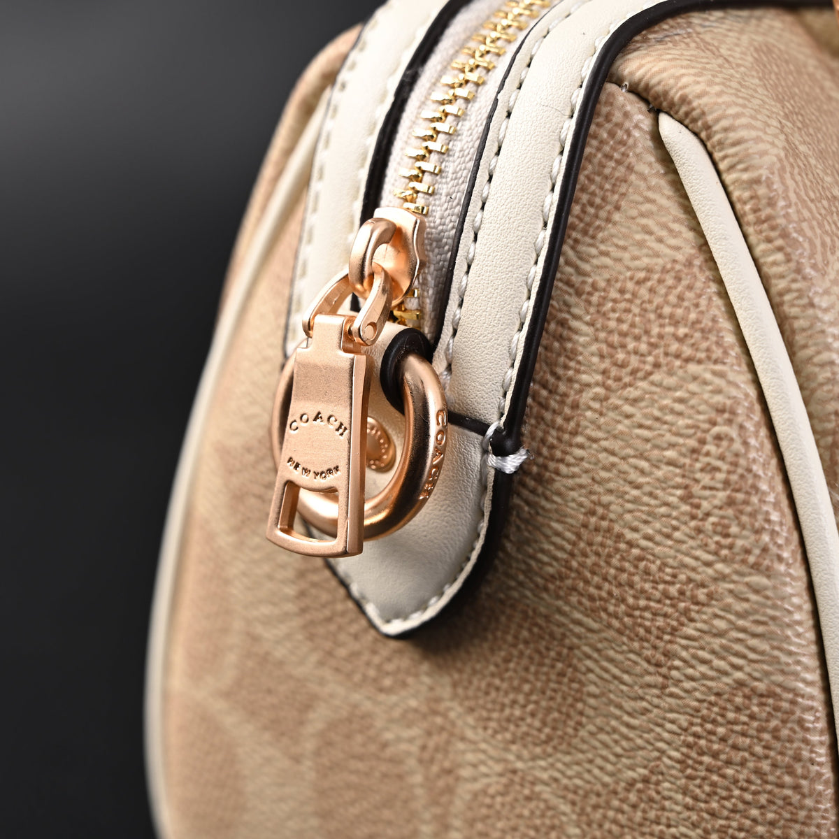 Coach Rowan Satchel – Signature Canvas Top Handle Bag with Crossbody Strap (Khaki/Chalk) — view 4