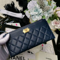 Chanel Caviar Quilted Classic Zip Boy Pouch - Navy — view 3
