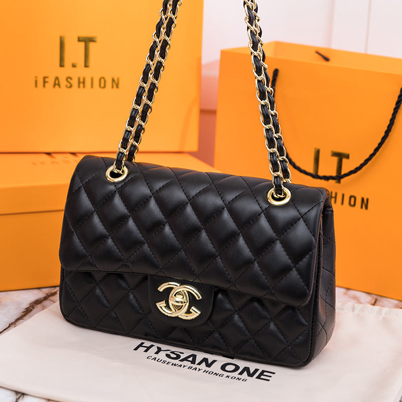 Chanel CF Classic Flap in Black Lambskin Handbag — view 6