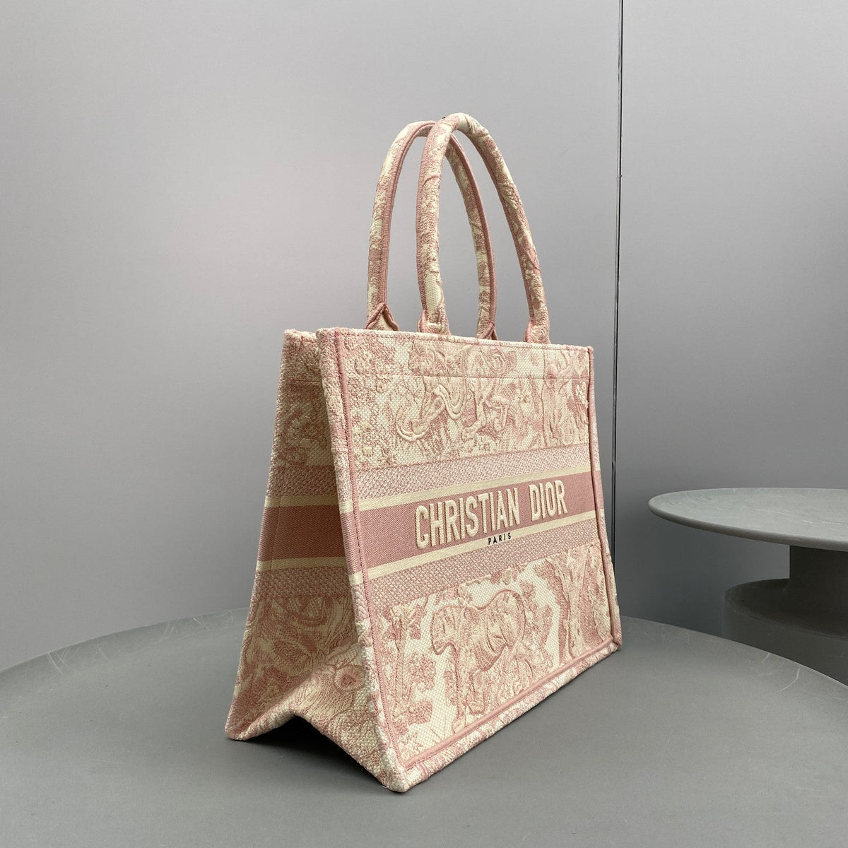 Dior Book Tote Mediumpink Toile De Jouy Embroider — view 2