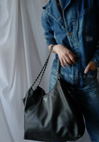 Prada Vitello Soft Chain Handle Shoulder Bag Nero - Black/Silver Hardware — view 2