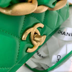 Chanel Flap Bag with Chunky Chain Green — view 9