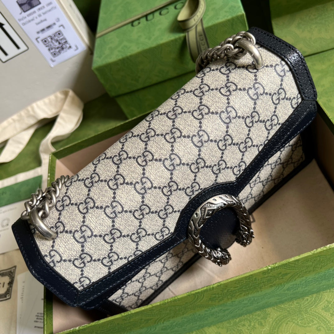 Gucci Dionysus GG Supreme Beige and Blue Shoulder Bag — view 3