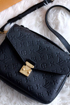 LV Pochette Métis Monogram Empreinte Leather Handle Crossbody Bag with Navy Blue Leather Trim — view 7