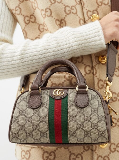 Gucci Ophidia Mini GG Supreme-Canvas Top-Handle Bag - Beige — view 6