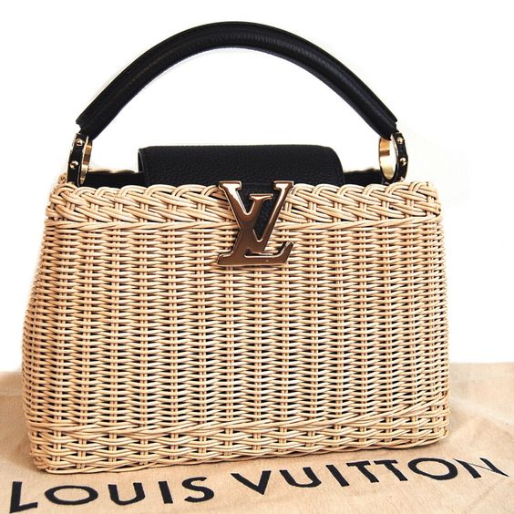 LV Capucines BB Rattan Woven Handle Shoulder Bag with Leather Trim — view 5