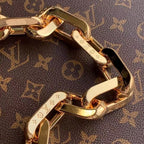 LV Coussin MM Monogram Empreinte Leather Shoulder Crossbody Bag with Black Quilted Exterior and Gold Chain Strap — view 6