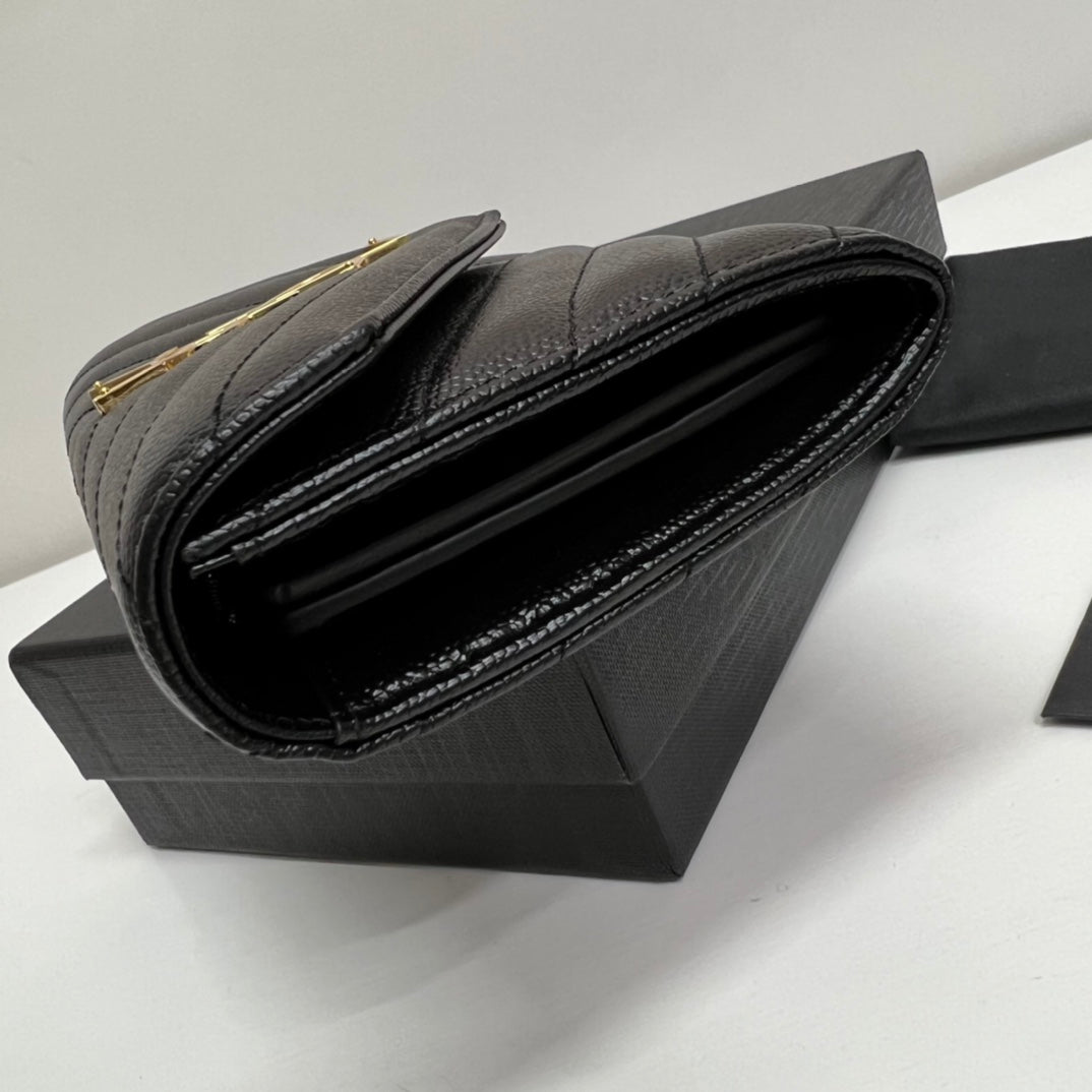 YSL Long Wallet Black Leather Gold Tone 10769 19cm — view 4