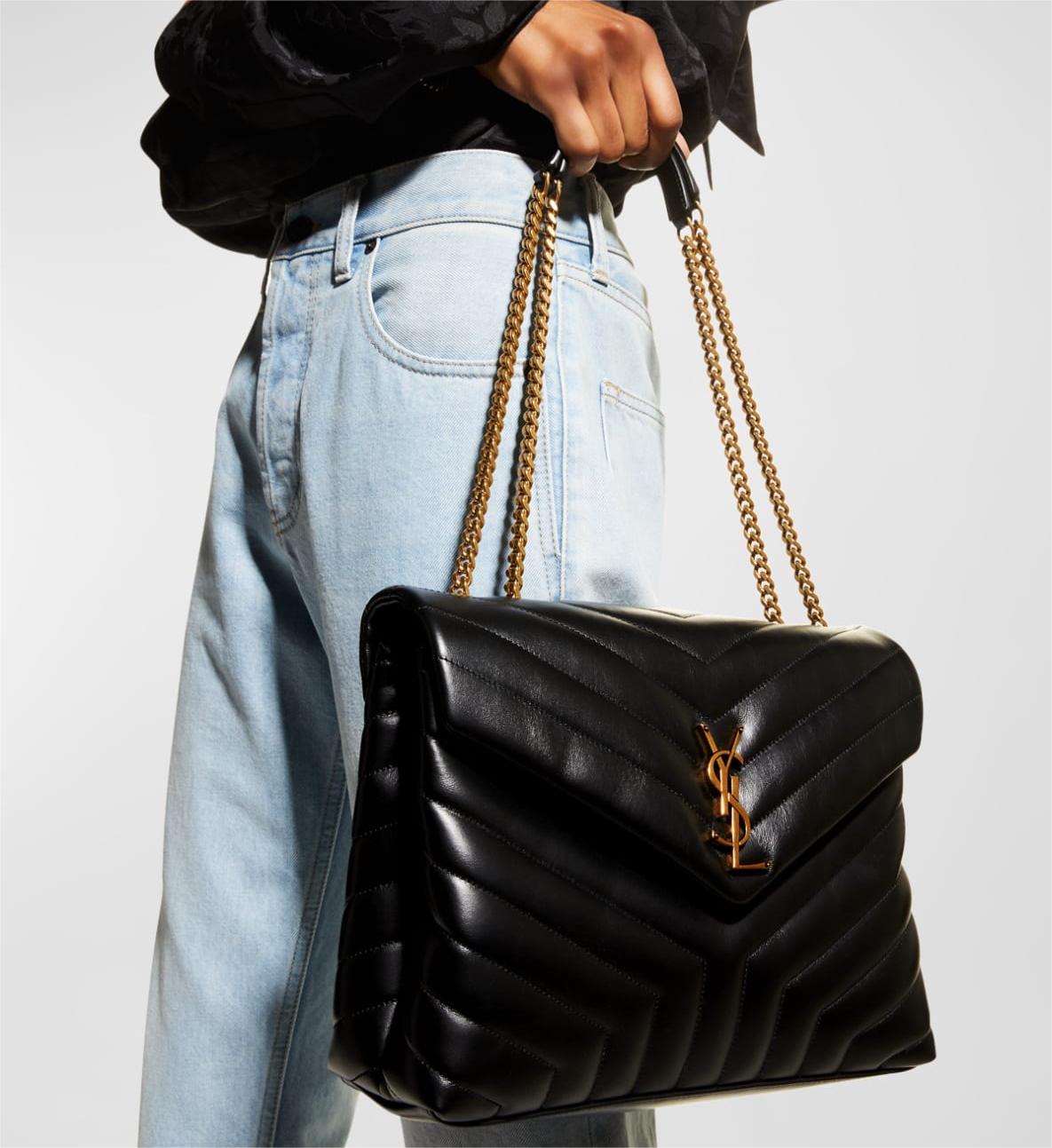 Saint Laurent Loulou Medium YSL Chain Shoulder Bag - Black — view 2