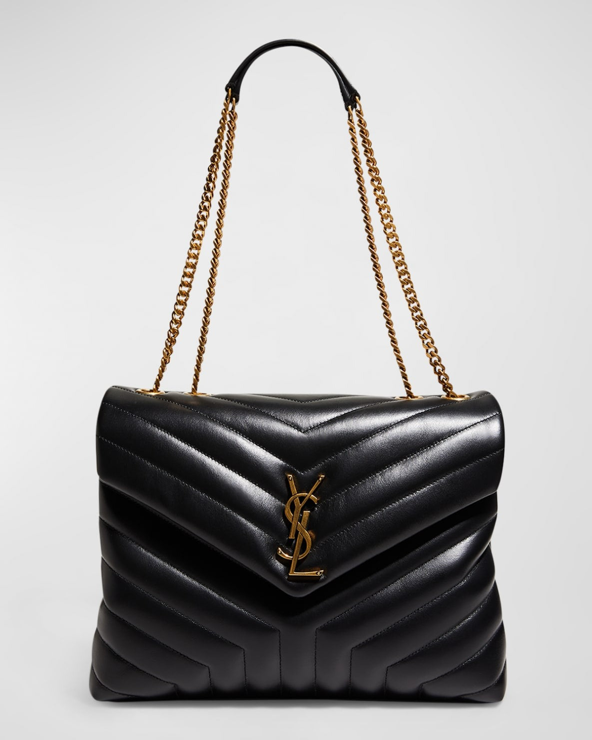 Saint Laurent Loulou Medium YSL Chain Shoulder Bag - Black — view 1