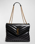 Saint Laurent Loulou Medium YSL Chain Shoulder Bag - Black — view 8
