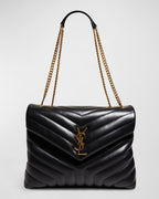 Saint Laurent Loulou Medium YSL Chain Shoulder Bag - Black — view 8