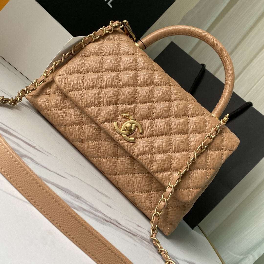 Chanel Flap Bag with Handle Beige — view 1