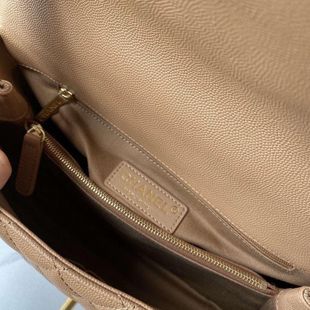 Chanel Flap Bag with Handle Beige — view 7