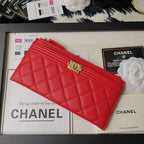 Chanel Caviar Quilted Zip Boy Pouch - Red — view 1