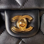 Chanel Flap Bag Gold Top Handle Black — view 5