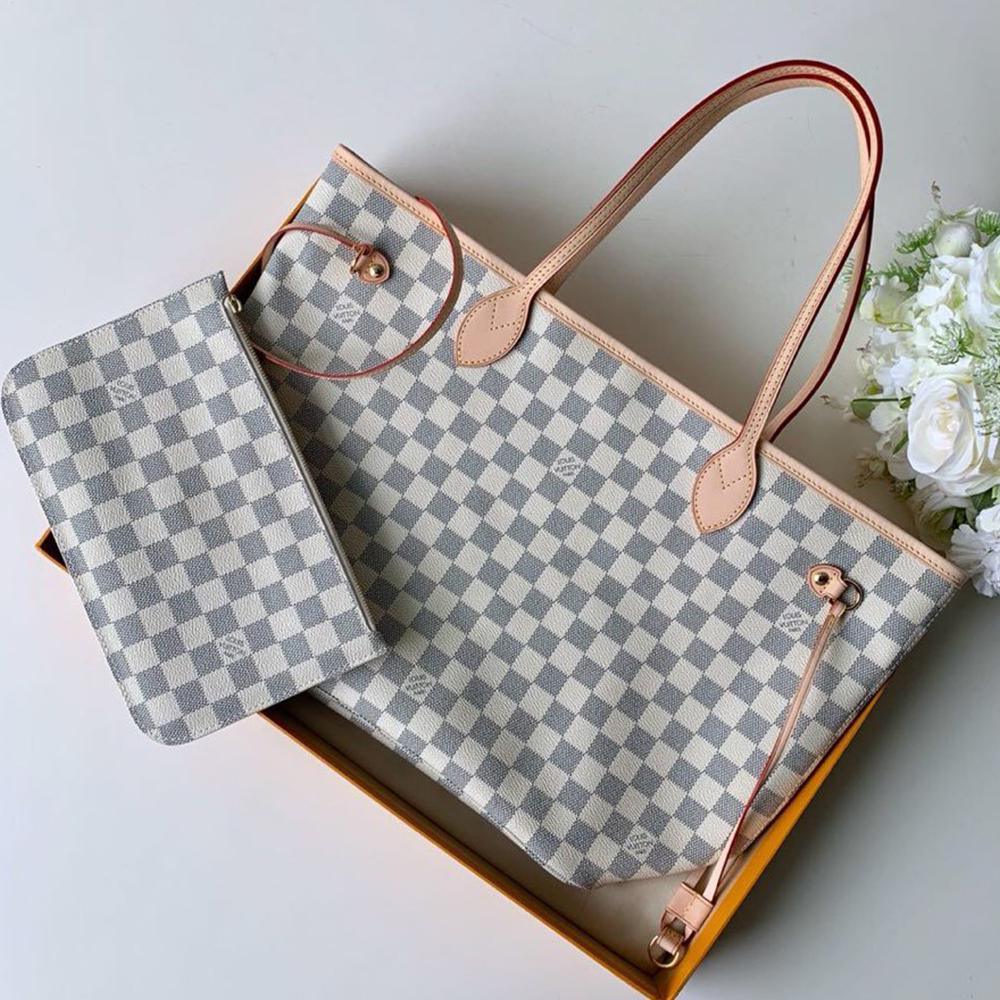 Louis Vuitton Neverfull MM Damier Azur Beige Tote Bag — view 5