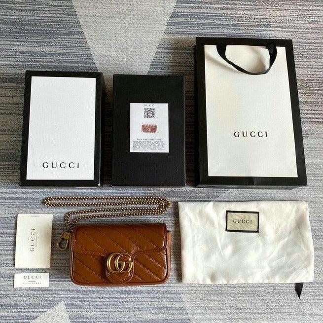 Gucci GG Marmont Mini Bag - Brown Leather — view 8