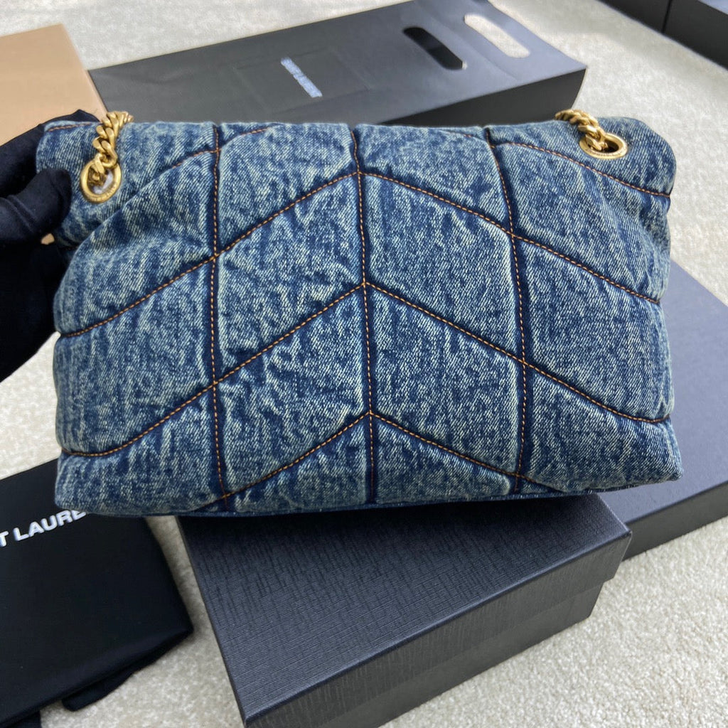 YSL Puffer Denim Bag - Blue — view 3