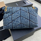 YSL Puffer Denim Bag - Blue — view 3