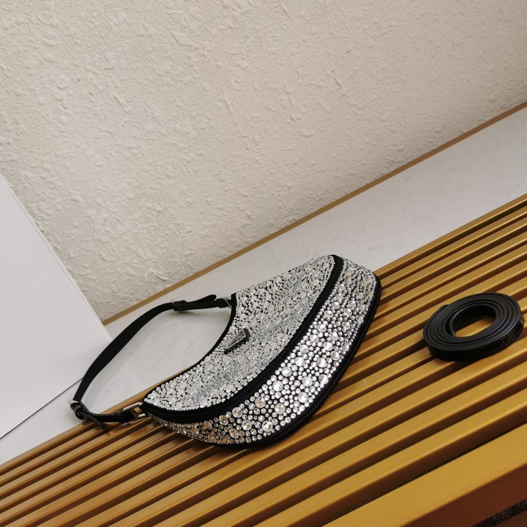 Prada Cleo Satin Bag with Crystals — view 5
