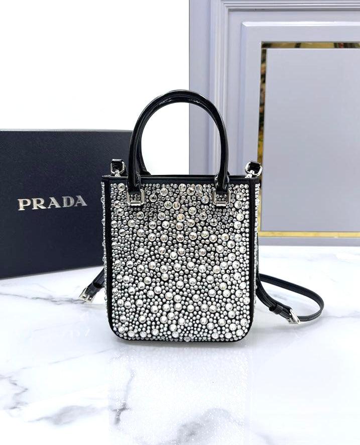 Prada Satin Tote Bag with Crystals — view 1