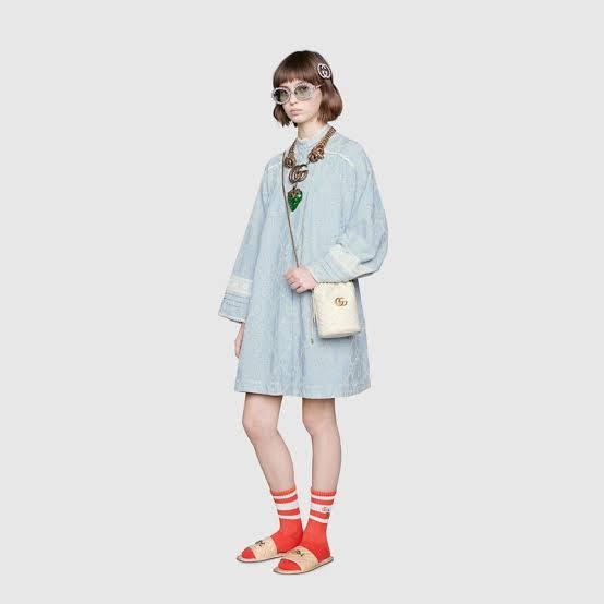 Gucci GG Marmont Mini Bucket Bag White Leather — view 4