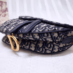 Dior Mini Saddle Bag Blue Oblique Jacquard — view 4