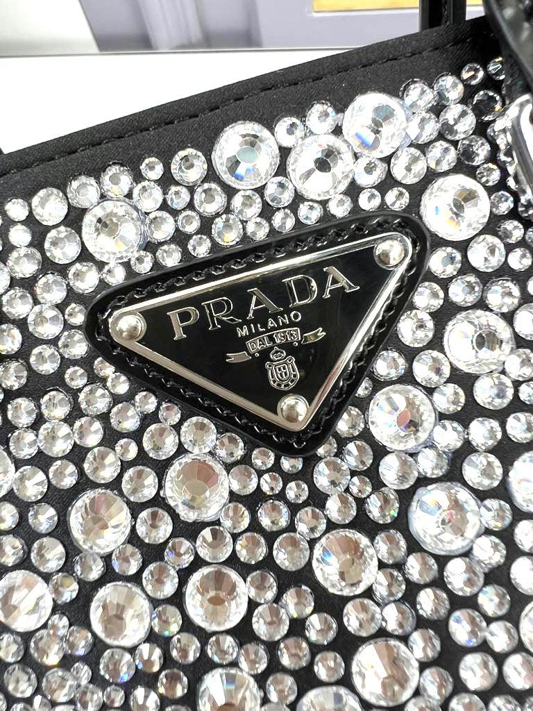 Prada Satin Tote Bag with Crystals — view 6