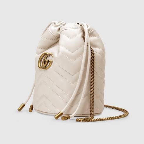 Gucci GG Marmont Mini Bucket Bag White Leather — view 1