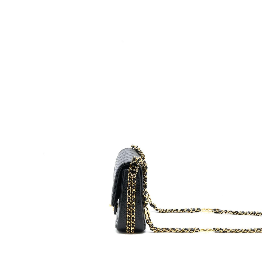 Chanel 23c Mini Flap Bag Chain Grained Calfskin Black — view 2